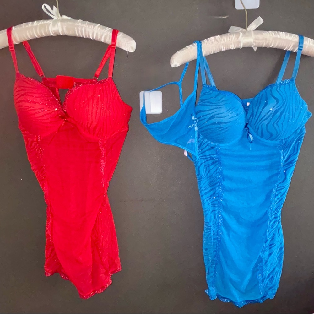 Red and Blue Lingerie Set